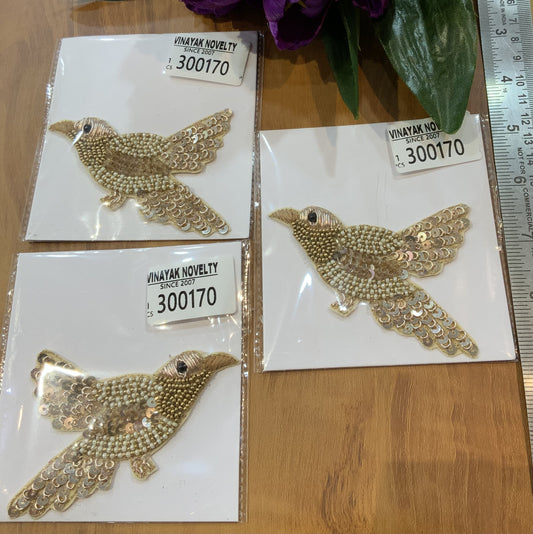 Luxury Beaded Bird Motif Patch for Dresses, Blouses & Jackets