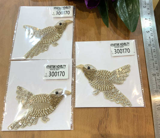 Luxury Beaded Bird Motif Patch for Dresses, Blouses & Jackets