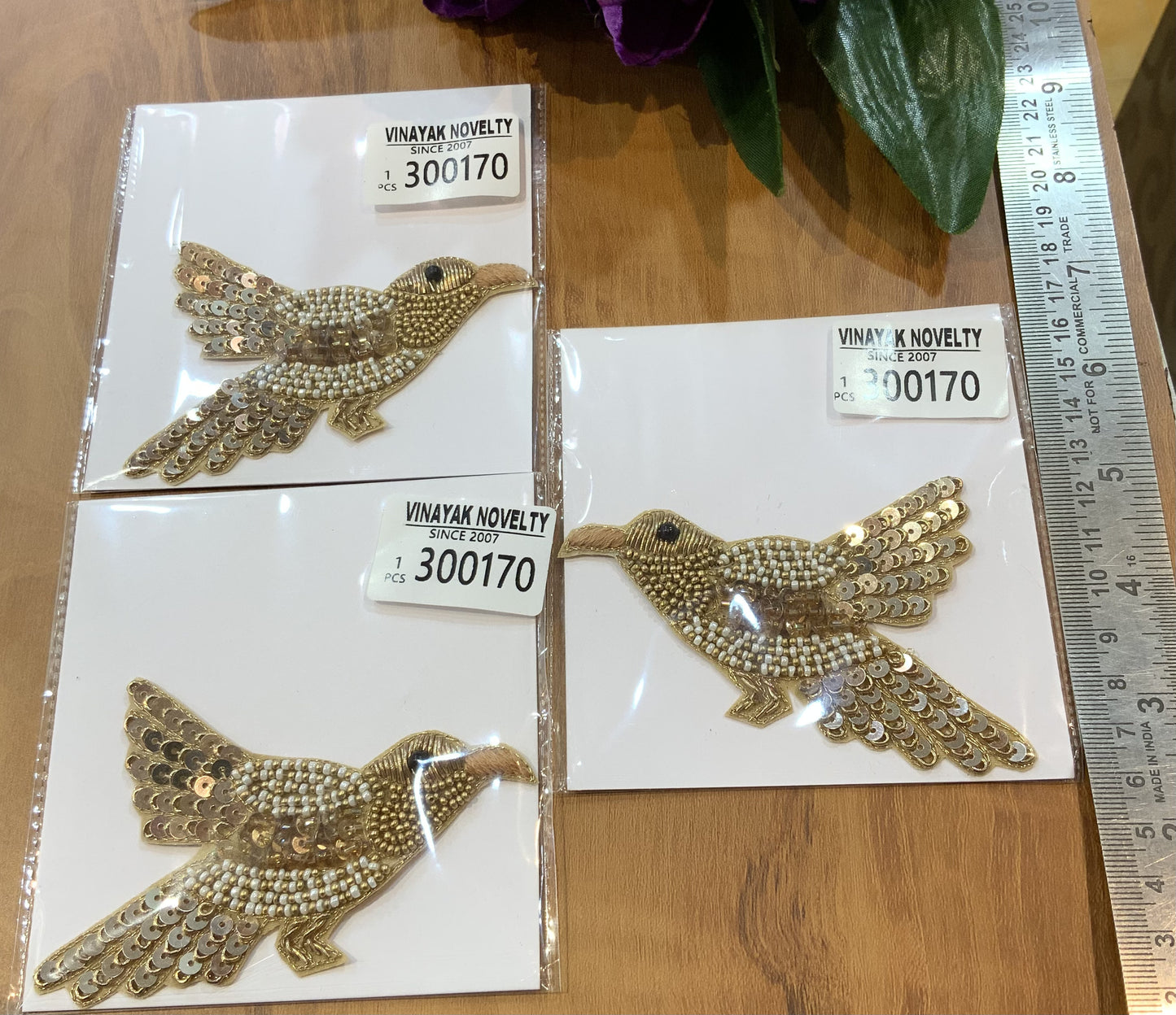 Luxury Beaded Bird Motif Patch for Dresses, Blouses & Jackets