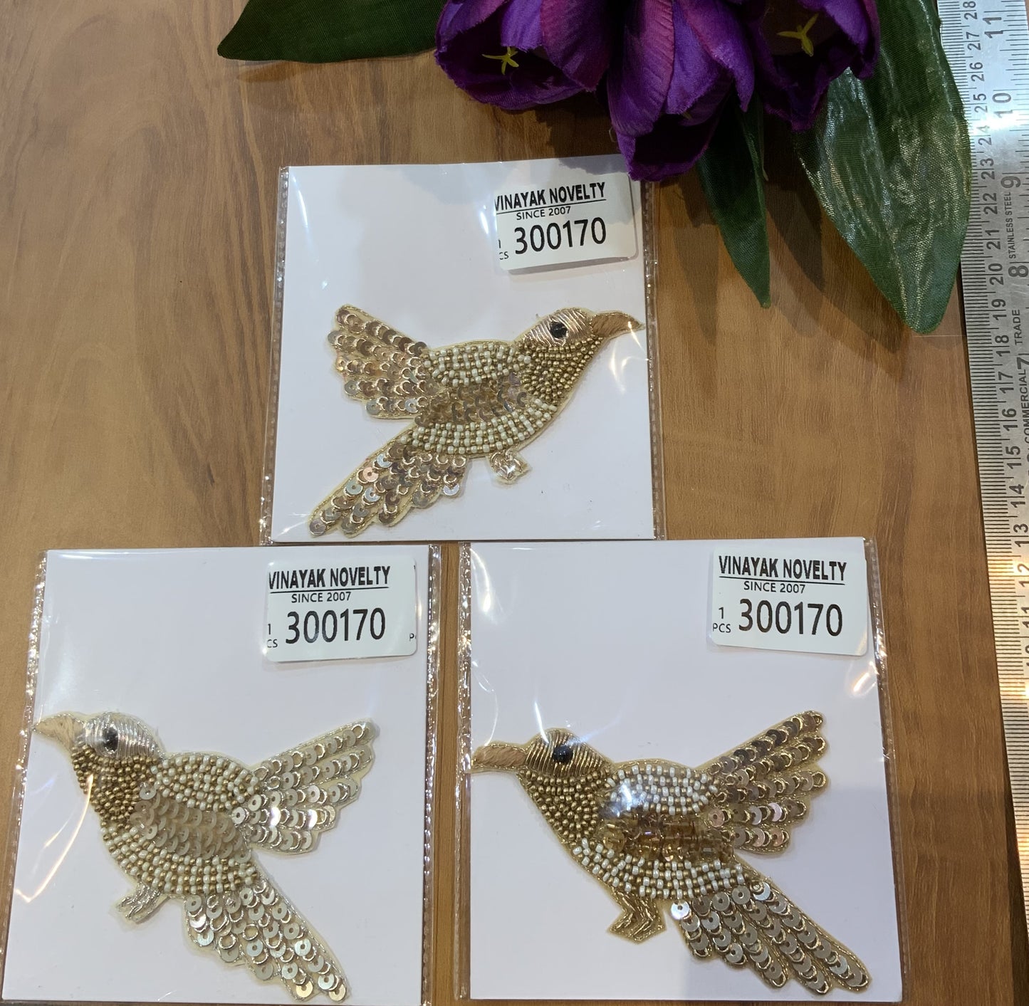 Luxury Beaded Bird Motif Patch for Dresses, Blouses & Jackets